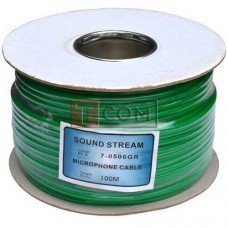 Кабель микрофонный Sound Stream 2 жилы, 25×0.12мм, Cu, Ø6мм, зелёный, на катушке, 100м