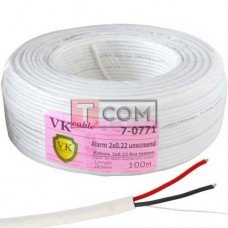 Кабель сигнальный VKcable, 2 жилы, без экрана, 7х0,22мм, CU, белый, 100м