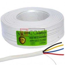 Кабель сигнальный VKcable, 4 жилы, без экрана, 7х0.22мм, CCA, белый, 100м