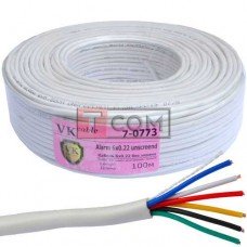 Кабель сигнальный VKcable, 6 жил, без экрана, 7х0.22мм, Cu, белый, 100м