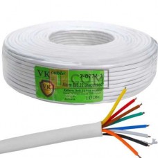 Кабель сигнальный VKcable, 8 жил, без экрана, 7х0.22мм, CCA, белый, 100м