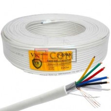 Кабель сигнальный VKcable, 6 жил, в экране, 7х0.22мм, Cu, белый, 100м