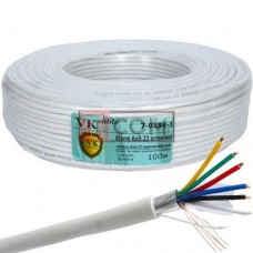 Кабель сигнальный VKcable, 6 жил, в экране, 7х0.22мм, CCA, белый, 100м