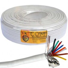 Кабель сигнальный VKcable, 8 жил, в экране, 7х0.22мм, Cu, белый, 100м
