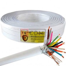 Кабель сигнальный VKcable, 10 жил, в экране, 7х0.22мм, CCA, белый, 100м