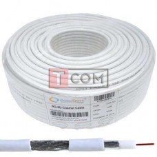 Кабель коаксиальный RG-6U (CS6-003) CommSpace, одножильный, CCS, 64%, белый, 100м