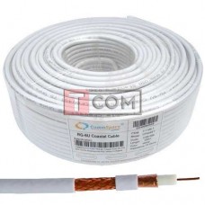 Кабель коаксиальный RG-6U (CS6-006) CommSpace, одножильный, CCS, 48%, белый, 100м