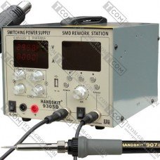 Паяльная станция 4в1 HandsKit 9305D, паяльник + фен + лабораторный блок + USB, 4 дисплея
