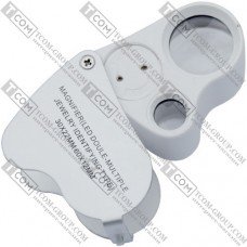 Лупа ювелирная No.9889 с LED подсв. + UV, 30Х диам-22мм + 60Х диам-12мм