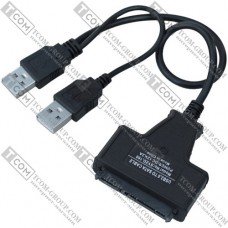 Перехідник SATA 2.0 для підключення жорсткого диску (2 штекери USB - штекер SATA)