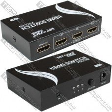 Соединитель HDMI TCOM, 3 гнезда HDMI - 1 гнездо HDMI, с пультом