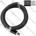 Шнур штекер USB А - штекер micro USB, магнитная смотка, 1м, чёрный