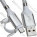 Шнур штекер USB А - штекер micro USB, магнитная смотка, 1м, белый