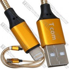 Шнур компьютерный штекер USB А - штекер iPhone 6, металлическая изоляция, 1м