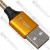 Шнур комп'ютерний штекер USB А - штекер iPhone 6, металева ізоляція, 1м, чорний