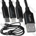 Шнур 3 в 1, штекер USB А - штекер miсro USB + штекер iPhone + штекер USB type C, сетка, 1.2м, чёрный