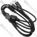 Шнур 3 в 1, штекер USB А - штекер miсro USB + штекер iPhone + штекер USB type C, сітка, 1.2м, чорний