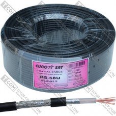Кабель RG-58C/U (19x0,18Cu/64x0,12TCu), діам.-5мм, чорний, 100м