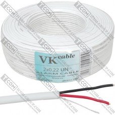Кабель сигнальный VKcable, 2 жилы, без экрана, 7х0.22мм, CCA, белый, 100м