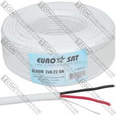 Кабель сигнальный 2x0,22 СU без экрана EUROSAT, белый, 100м