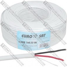 Кабель сигнальный 2x0,22 ССА без экрана EUROSAT белый, 100м