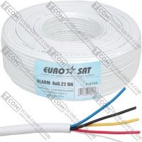 Кабель сигнальный EUROSAT 4x0.22, Cu, без экрана, белый, 100м