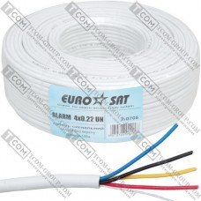 Кабель сигнальный EUROSAT 4x0.22, Cu, без экрана, белый, 100м