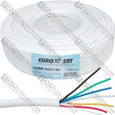 Кабель сигнальный EUROSAT 6 жил, без экрана, 7х0.22мм, CCA, белый, 100м