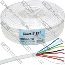 Кабель сигнальный 8x0,22 ССА без экрана EUROSAT, белый, 100м