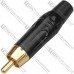 Штекер RCA металл. корпус, gold, чёрный
