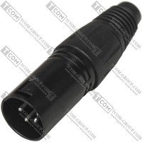 Штекер XLR 4pin, под шнур, корпус металл, чёрный