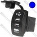 Гнездо USB двойное прямоугол. 5V 3,1А с синей подсветкой, врезное