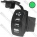 Гнездо USB двойное прямоугол. 5V 3,1А с зелёной подсветкой, врезное