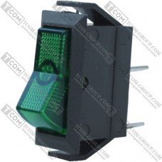 Переключатель узкий IRS-101-1С ON-OFF TCOM, 2pin, 15A, 220V, зелёный