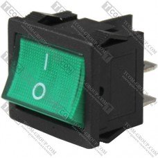 Перемикач Daier KCD1-6-201N, з підсвічуванням, ON-OFF, 4pin, 6A 250V, зелений