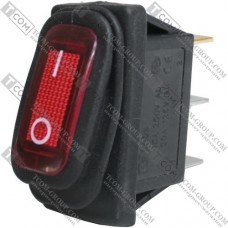 Переключатель Daier KCD3-101NW, с подсветкой, влагозащищённый, ON-FF, 3pin, 15A 250V, красный