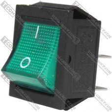 Переключатель Daier KCD2-201N, с подсветкой, ON-OFF, 4pin, 15A 250V, зелёный