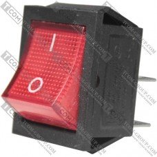 Перемикач Daier KCD2-201N, з підсвічуванням, ON-OFF, 4pin, 15A 250V, червоний