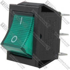 Переключатель Daier KCD2-202N, с подсветкой, ON-ON, 6pin, 15A 250V, зелёный
