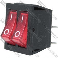 Перемикач Daier KCD2-2101 подвійний, ON-OFF, 4pin, 15A 250V, червоний