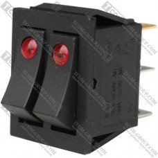 Переключатель Daier KCD2-2101EN, двойной, с подсветкой, ON-OFF, 6pin, 15A 250V