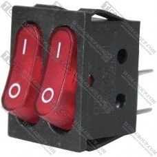 Переключатель Daier KCD2-5-2101, двойной, ON-OFF, 4pin, 15A 250V, красный