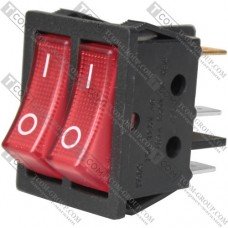 Переключатель Daier KCD2-4-2101N, двойной, с подсветкой, ON-OFF, 6pin, 15A 250V, красный