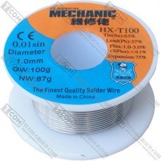 Припой Mechanic HX-T100 (Sn63/Pb37), диам.-1мм, 87гр.