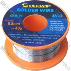 Припой Mechanic M60 (Sn60/Pb40), диам.-0.8мм, 40гр.