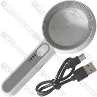 Лупа ручная NO.6516C с подсветкой, 6X диам.-65мм+ 12X диам.-15мм, (3.7V 650mAh)
