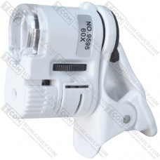Мини микроскоп NO.9595W1 с прищепкой, 60X, подсветка + UV (3LR1130)