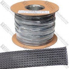 Оплётка кабельная WOER PET-10 (3/0,25*32), 7-18мм, чёрная, 100м