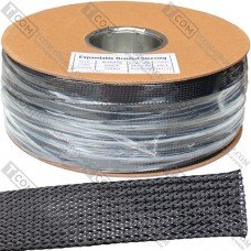 Оплётка кабельная WOER PET-18 (3/0,25*64), 12-35мм, чёрная, 100м
