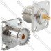 Гнездо UHF TCOM, с гайкой, монтажное квадратное, латунь Гнездо UHF TCOM, с гайкой, монтажное квадратное, латунь
